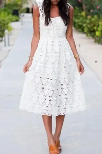 Maje Randy Dress Midi Sleeveless Lace Romantic Bridal Engagement Resort White S