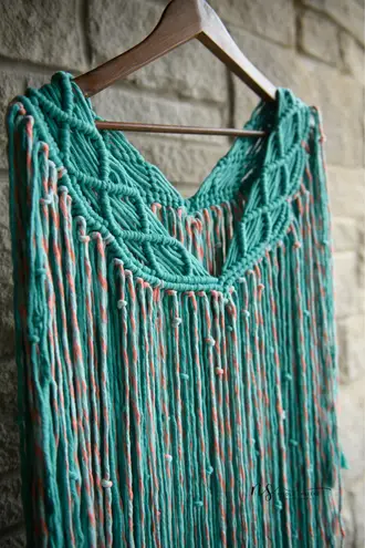 Original GoodVibeGoda Macramé Poncho Blue