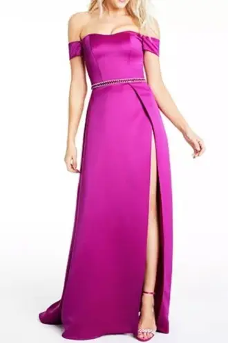 Terani Couture NEW Glamour Pink Fuchsia Off The Shoulder Beaded Gown Dress Prom