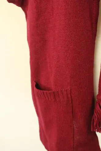 Blakely Vintage 80s Deadstock Burgundy Maroon Short Sleeve Open Cardigan Tassels 18/20