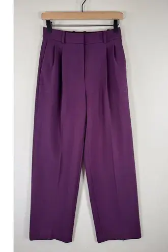 Babaton Aritzia Women Dress Pants Purple Pleated Front Straight High Rise Size 2