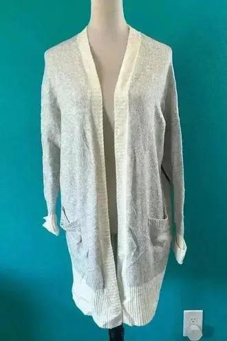 London Kaye Cotton Gray & Black Colorblocked Open Cardigan Topper Layer Size S