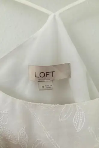 Loft  White Embroidered Floral Top