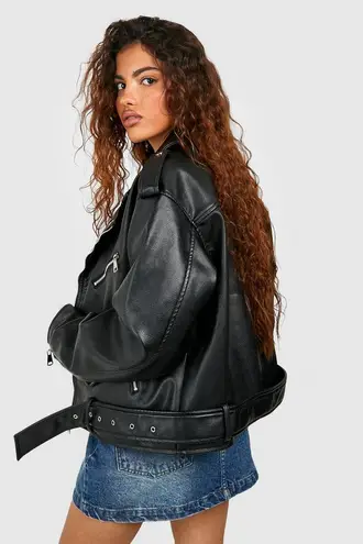 Boohoo oversized leather jacket