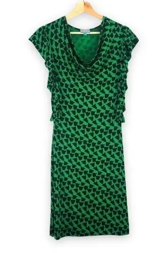 Plenty By Tracy Reese - Green and Black Floral Ruffle Dress - P/S