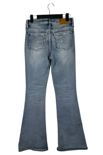 Austin Landing Rhinestone Butterfly Back Embellished Flare Jeans 90s Women's 3 Blue Size undefined