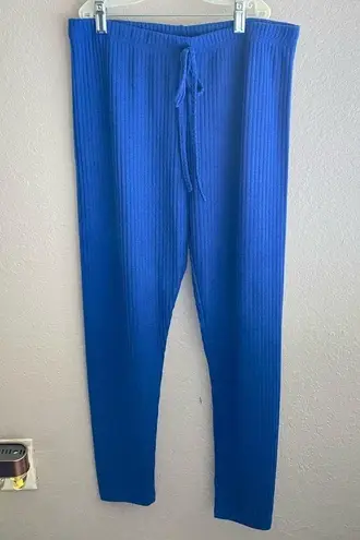 SheIn Royal Blue Knot Waist Ribbed Rib Knit Solid Leggings Size Large