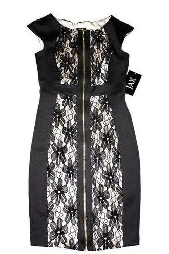 NWT JAX Black Floral Lace Exposed Zip