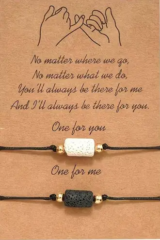 NEW set of 2 stone couple bracelets, BFF bracelet, adjustable couple jewelry - Christmas gift