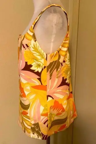 ZARA Yellow/Orange Retro Print Top with Scrunchie. Size S