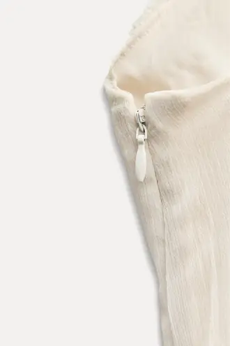 ZARA  dress sundress lace ivory cream flowy ruffle strapy boho summer vacation 