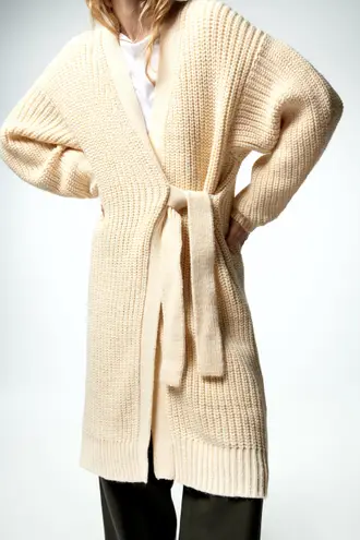 ZARA Chunky Wrap Front Knit Cardigan