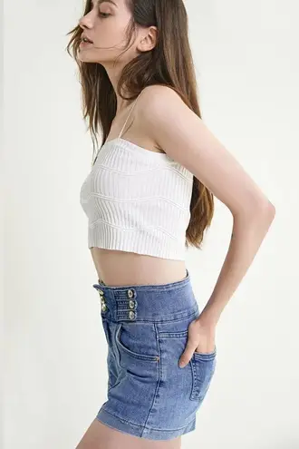 J.ING White Y2K Knit Crop Camisole Cami Top One Size NWT