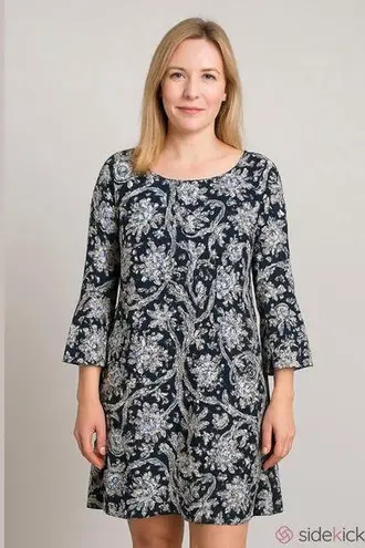 Westport Women's Dress Size 2X Blue Floral Print 3/4 Sleeve