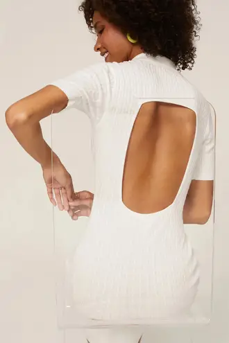 STAUD Cecily open-back cable-knit cotton-blend maxi dress size S small