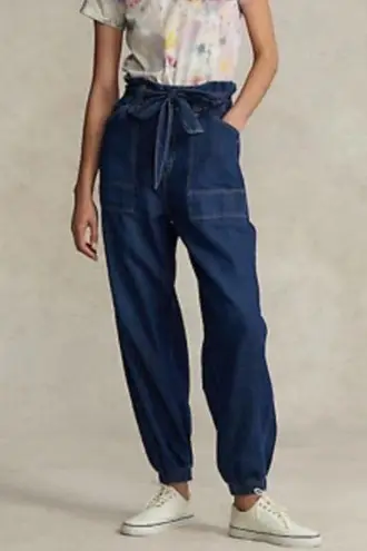 Polo Ralph Lauren Women Dresla Wash Belted Denim Jogger Pant NWT W1523 Sz 25 Blue