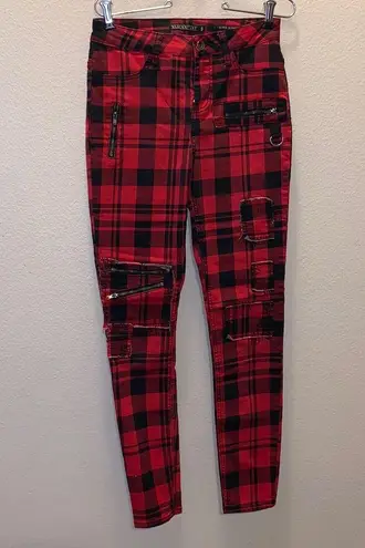 Blackheart Hot Topic Red & Black Plaid Super Skinny Pants