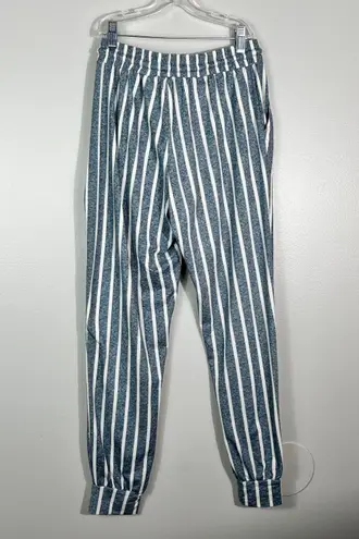 Shosho Boutique Pattern Blue Denim Look Striped Jogger Pants Small S Pockets