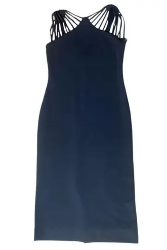 Dress the Population Black "strappy geometric" Midi Dress L