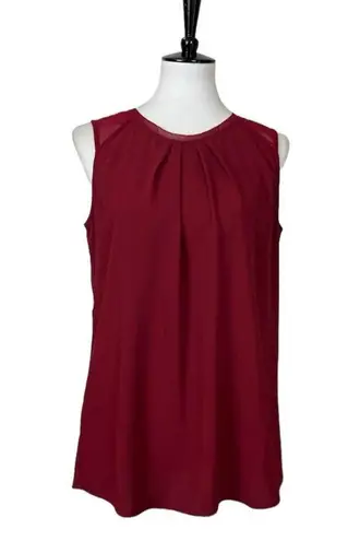 Soft Surroundings Top Sleeveless Pleated Neck Dark Red Women’s Size Medium