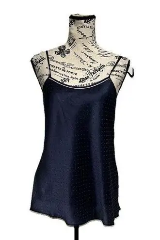 Flora Nikrooz Anthropologie Stella Cami Blue Polka Dot Satin Romantic Goth S