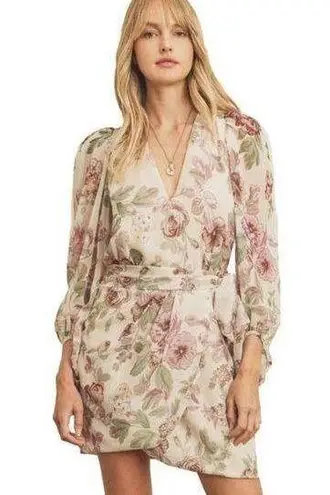 fab'rik Fab’rik Dress Marnie Floral Print Chiffon Lantern Sleeves Wrap Tie Dress Small