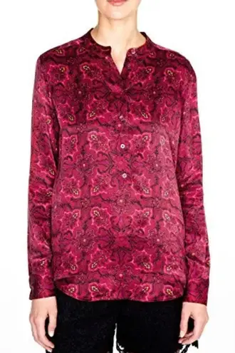 Equipment - Femme Ava Paisley Silk Button Down Blouse Business Career Work