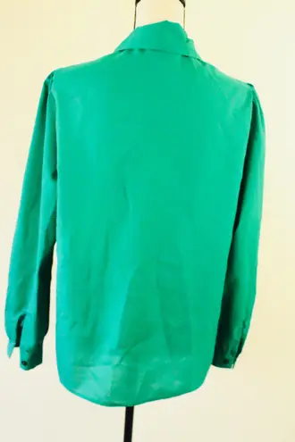 Vintage Emerald Green Act III Secretary Button Up Blouse Size M
