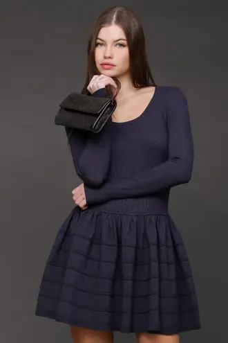 Avec Les Filles Drop-Waist Mini Sweater Dress