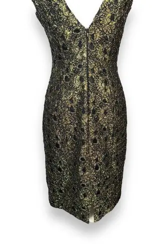 Carmen Marc Valvo  Gold Lace Dress 6