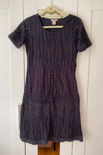 Sundance Black eyelet crochet trim dress size S
