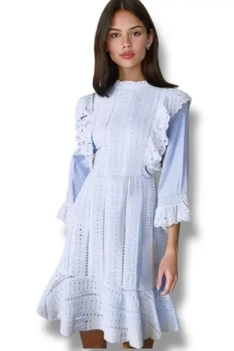 The Clothing Company Eyelet Baby Blue Ruffle Mini Dress Size Large
