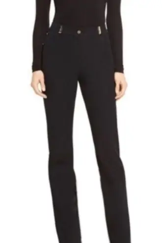 St. John High Waisted Black Denim Pants with Gold Belt Loops