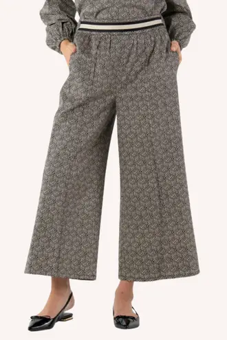 Emily McCarthy Teddy Crop Trouser in Black Tonal Monogram NWT Small Brown