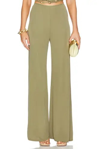 Cult Gaia NWT Kora tea green viscose high waist trousers pants size US 6 S small