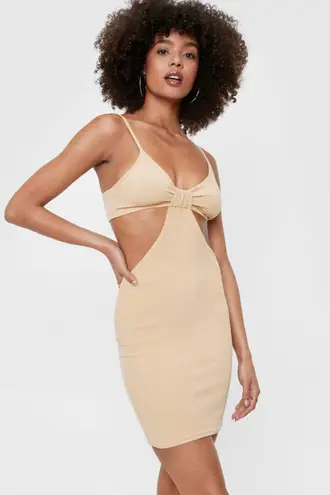 Nasty Gal Ribbed Cutout V Neck Dress