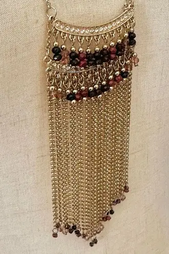 INC Gold tone beaded chain pendant necklace