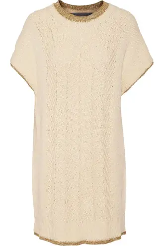 Raquel Allegra women’s Metallic open knit-trimmed distressed sweater dress XS S