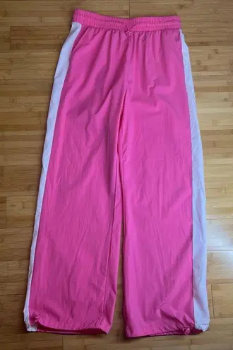 OTOS Activewear Womens Barbie Pink stripe Nylon W/Drawstring Ankle pants|Size:L Size L