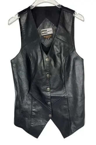 Vintage Mona Mode Genuine Leather Snap Button Black Vest XS to S