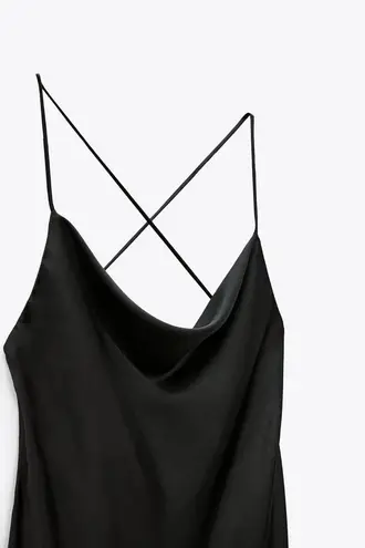 ZARA dress little black open back satin effect party coctail