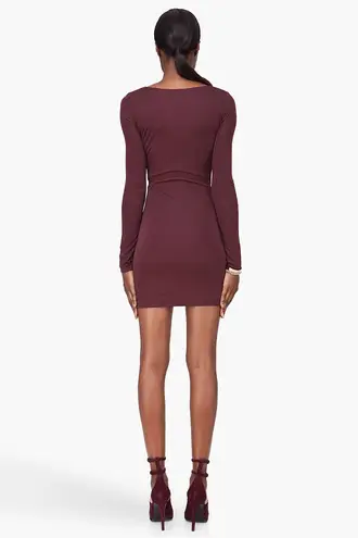 Alexander Wang T by women’s burgundy mesh inset fitted knit dress size small S