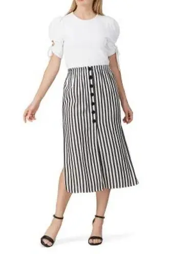 Cupcakes and Cashmere Sandrine Black White Striped Side Slits Midi Skirt Size 2