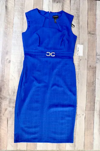 Enfocus Studio NWT s Bodycon Blue Textured Belted Wedding Party Dress sz 6