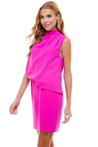 TCEC | NWOT | Asymmetrical High Neckline Dress | L | Magenta | CD01994