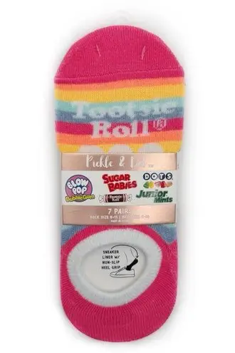 Tootsie Roll Pop Candy Womens No Show Socks Colorful Rainbow Striped Fun Gift Pink
