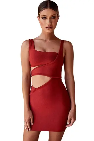 House Of CB  Michi Rust Cutout Bandage Bodycon Mini Dress Large Sleeveless NWT