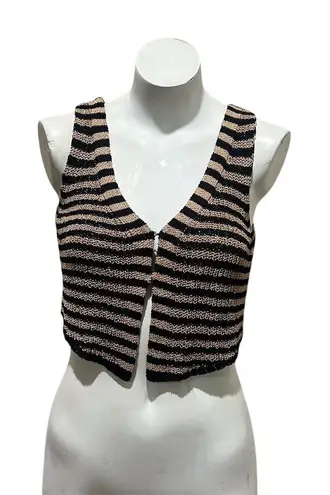 Nectar Clothing Womens Stripe Knit Sweater Vest Multicolor Size M Cropped