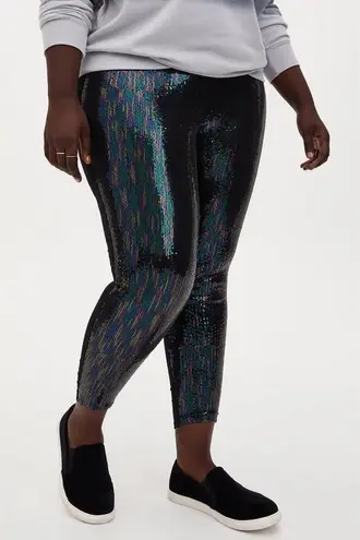 Torrid  Full-Length Sequin Leggings Pull On Party Platinum Oil Slick Plus Size 1X - Image 1