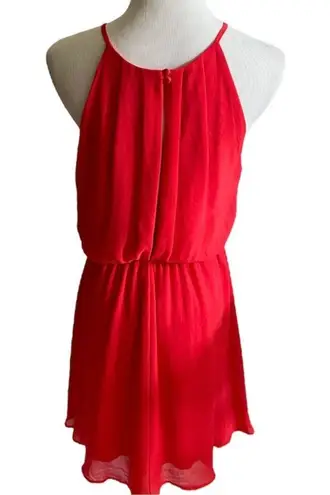 Lush Clothing Lush Red Halter Dress Chiffon Mini Fit Flare Lightweight M